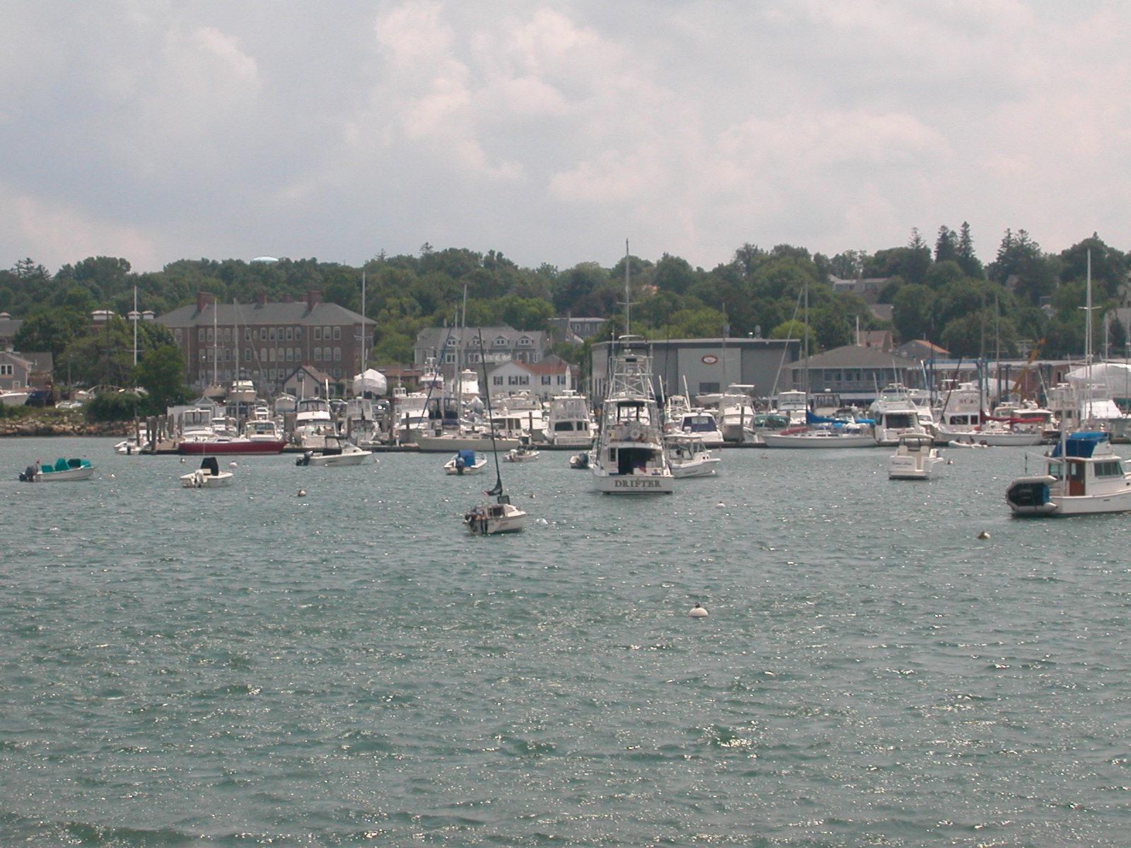 Plymouth Harbor waterfront and marina in Plymouth, Massachusetts